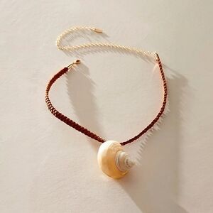Free People x Serefina Sara Shell Choker Tan Braided Suede Beach Necklace NWT